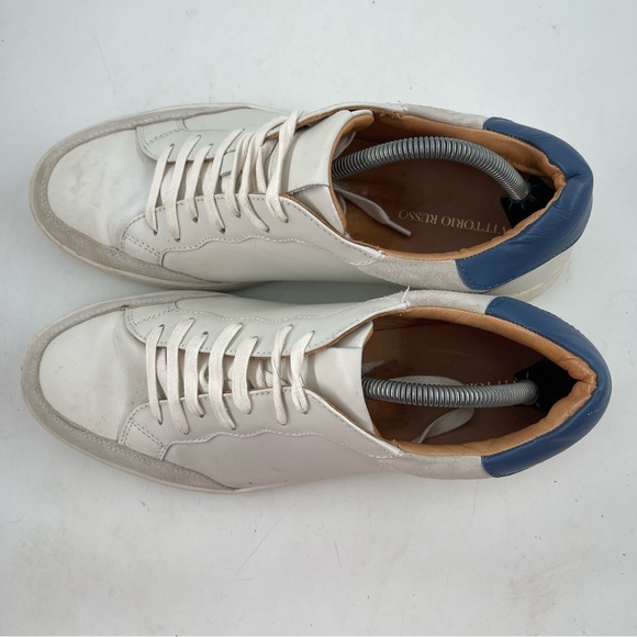 Vittorio Russo Mens Remington-SZ 11-Soft White Blue Leather Lace-Up Sneaker Shoe main image 10